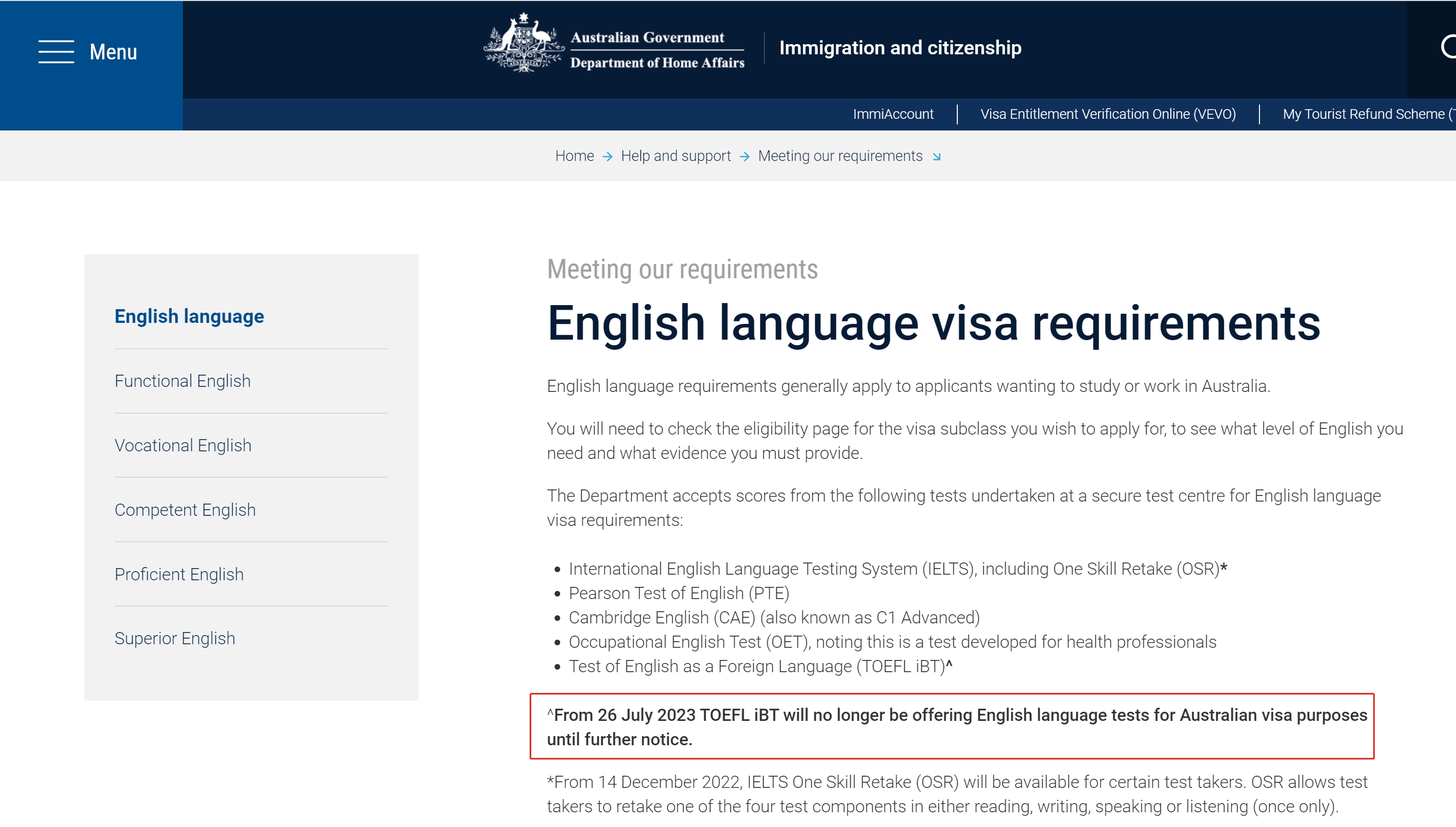 自7.26起，澳洲新的签证规定不再认可托福成绩？！