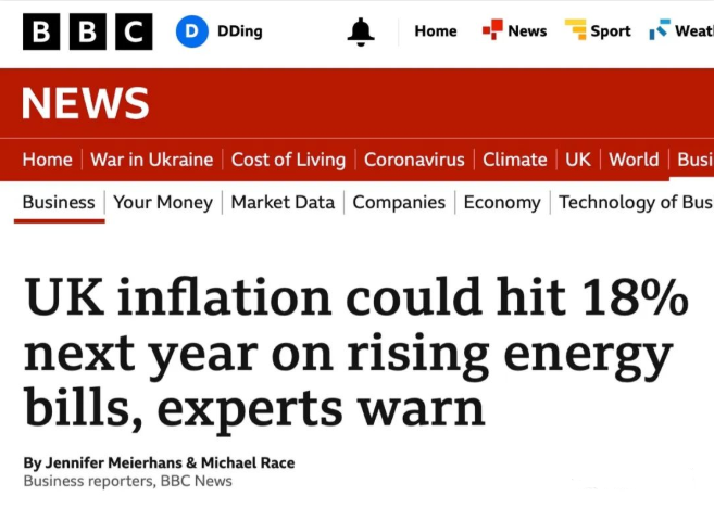 英国通胀最高将升破18%，原因和能源价格有关