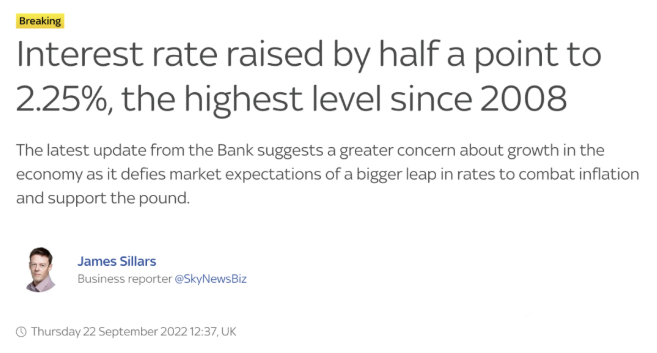 英国再次加息，基准利率高达2.25%，英镑未见明显变化