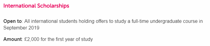 2019年诺丁汉特伦特大学奖学金信息